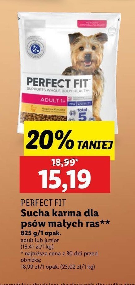 Karma dla psa adult 1+ Perfect fit promocja