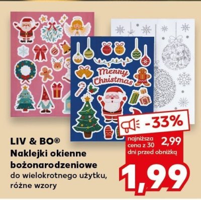 Naklejki okienne bożonarodzeniowe do wielokrotnego użytku, różne wzory promocja w Kaufland