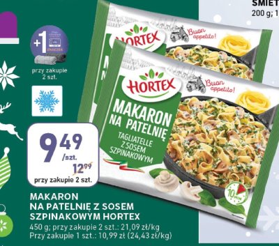 Makaron na patelnie z sosem szpinakowym Hortex promocja w Stokrotka