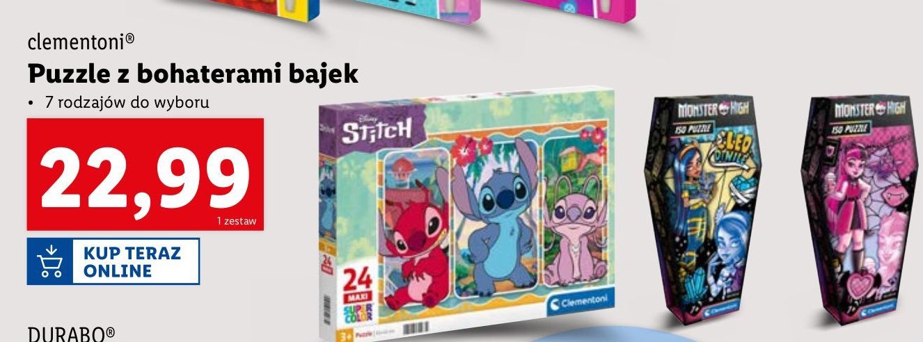 Puzzle monster high leo Clementoni promocja w Lidl