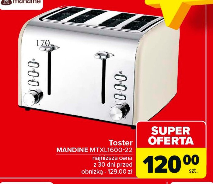 Toster mtxl1600-22 Mandine promocja w Carrefour Market