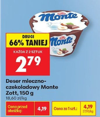 Deser mleczno-czekoladowy Monte  promocja w Biedronka