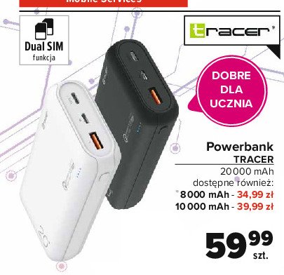 Power bank f838 8000 mah czarno-szary Tracer promocja