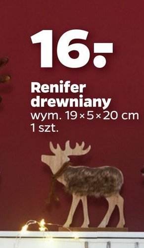 Renifer drewniany 19 x 5 x 20 cm promocja