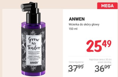 Wcierka do skóry głowy Grow us Tender 150 ml ANWEN promocja w Rossmann