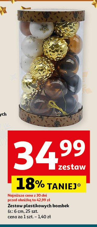 Bombki plastikowe 6 cm Actuel promocja w Auchan