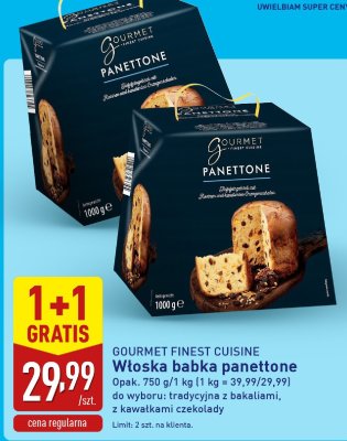 Włoska babka panettone tradycyjna z bakaliami 1+1 gratis promocja w Aldi