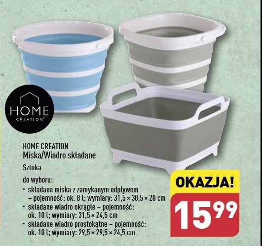 Wiadro prostokątne składane 10 l Home creation promocja