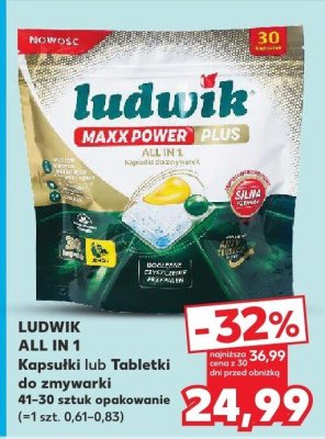 Kapsułki lub tabletki do zmywarki LUDWIK ALL IN 1 MAXX POWER PLUS promocja w Kaufland