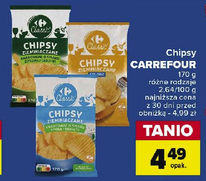 Chipsy o smaku zielonej cebulki Carrefour classic promocja w Carrefour Market