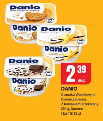 Danio O smaku Waniliowym, Ciasteczkowym, Z Kawałkami Czekolady promocja w Chorten
