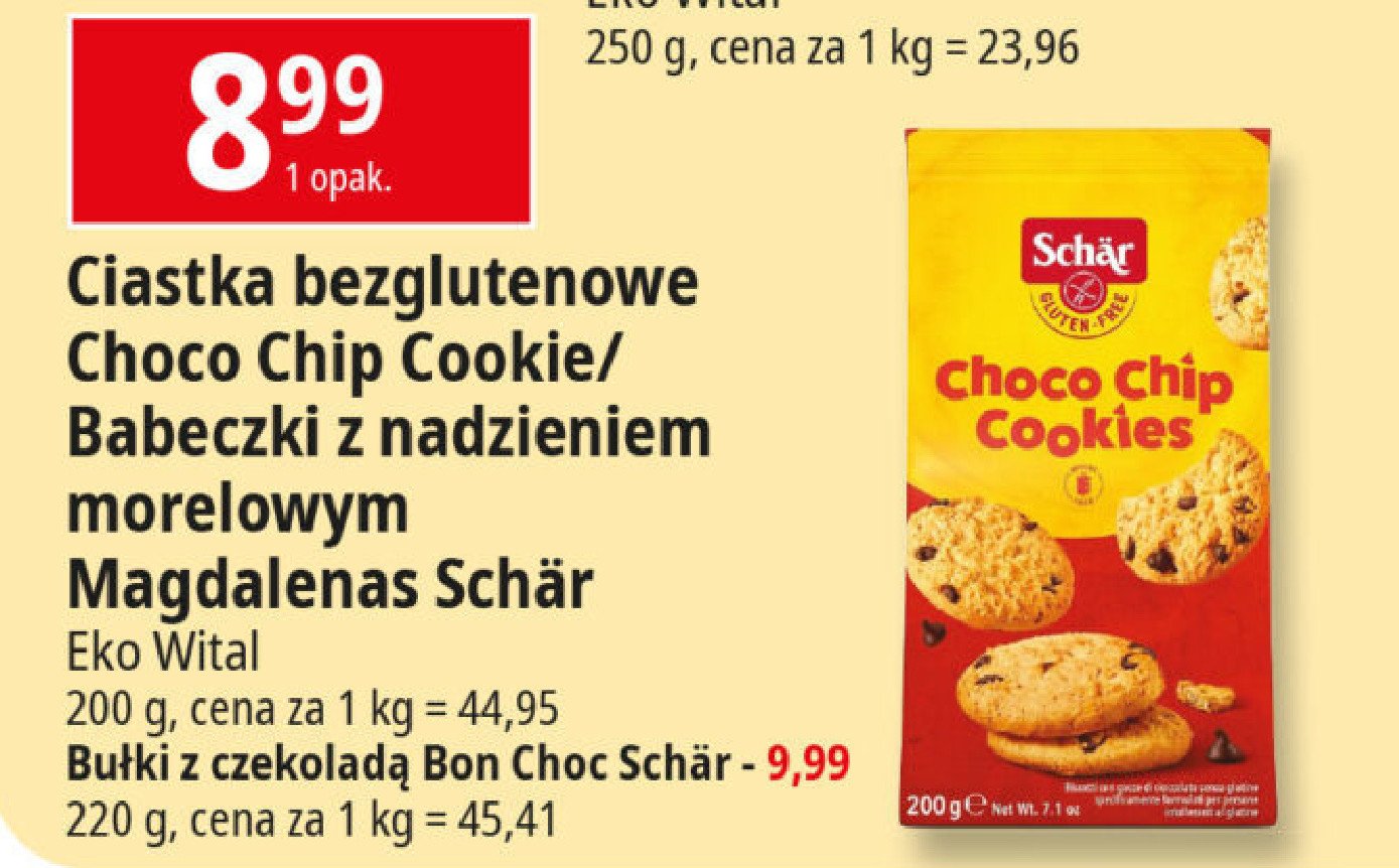 Ciasteczka bezglutenowe z czekoladą Schar promocja