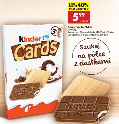 Herbatniki z czekoladą Kinder cards promocja