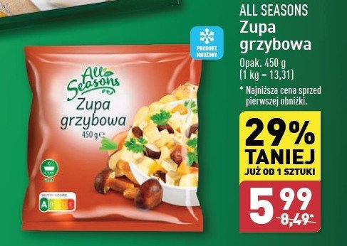 Zupa grzybowa All seasons promocja w Aldi