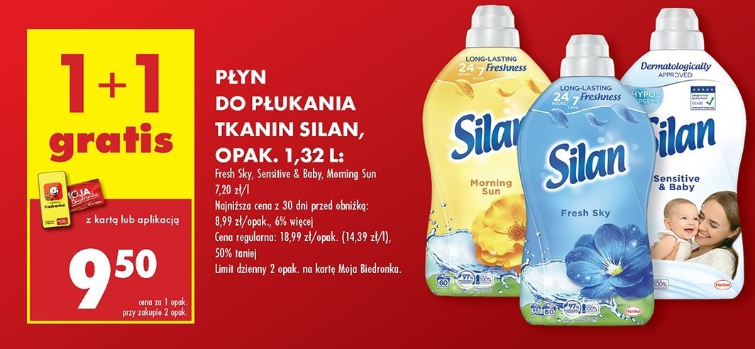 Płyn do płukania Silan sensitive promocja w Biedronka