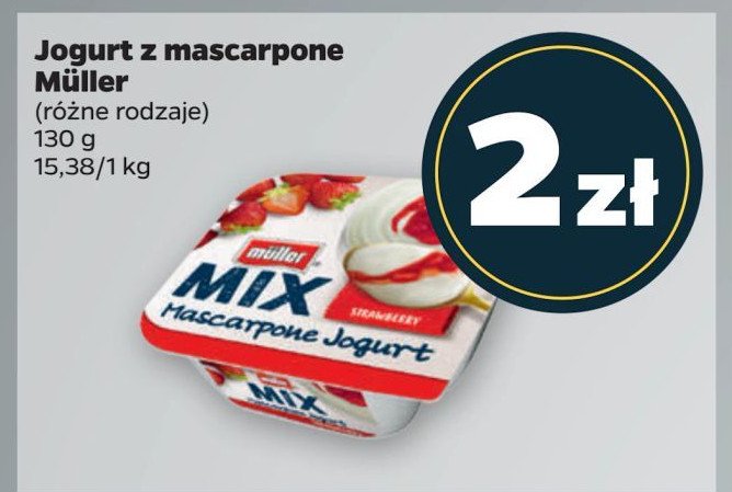 Jogurt mascaropne z truskawkami Muller mix promocja