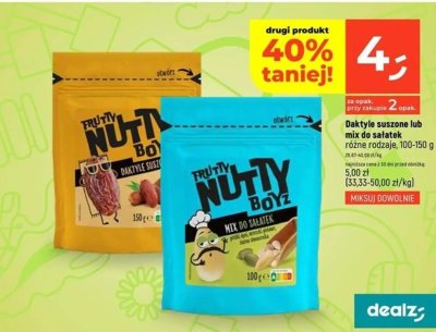 Daktyle suszone lub mix do sałatek Frutty Nutty Boyz różne rodzaje promocja w Dealz