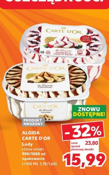 Lody tiramisu Algida carte d'or les desserts promocja