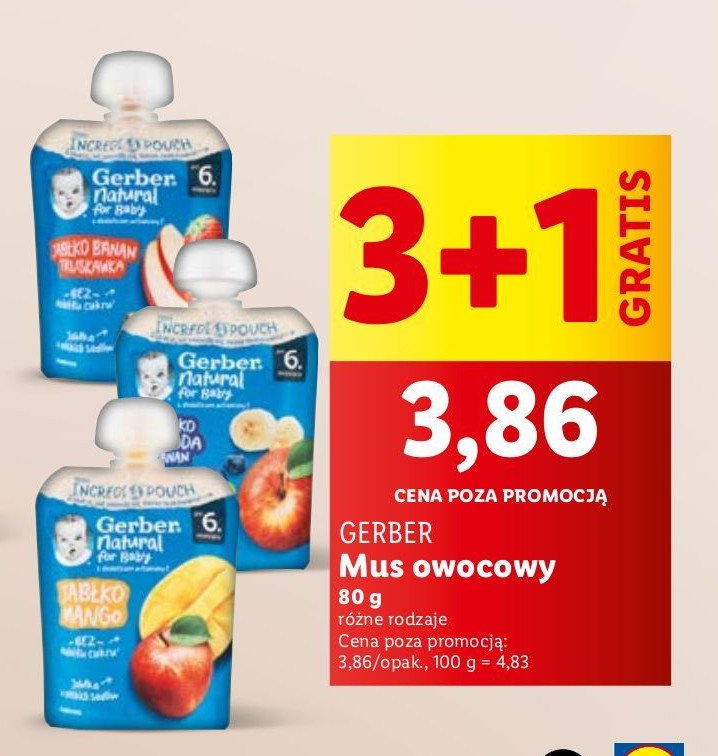 Deserek jab艂ko jagoda banan Gerber natual for baby promocja