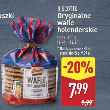 Wafle holenderskie Biscotto promocja w Aldi