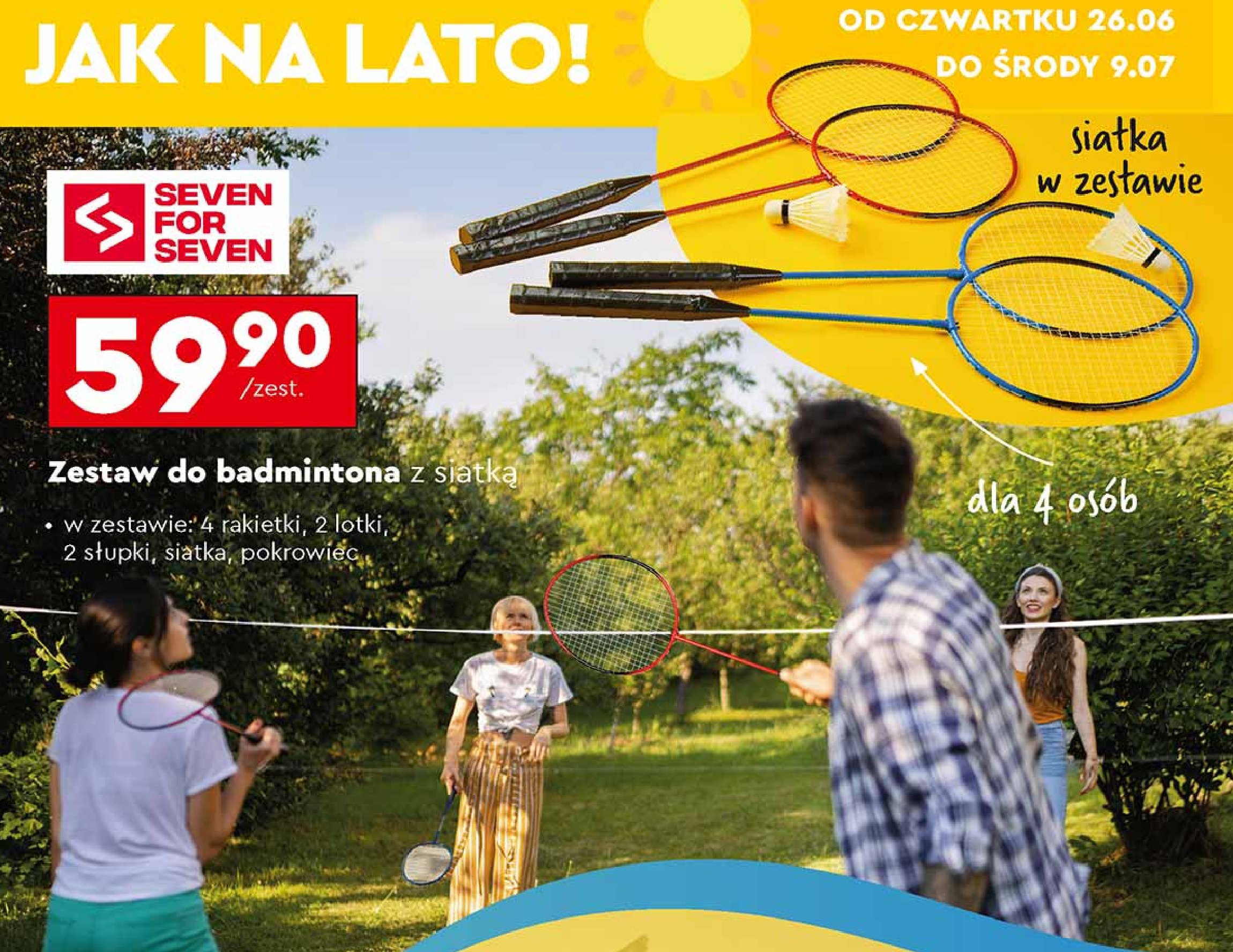Zestaw rakietki do badmintona Seven for 7 promocja w Biedronka