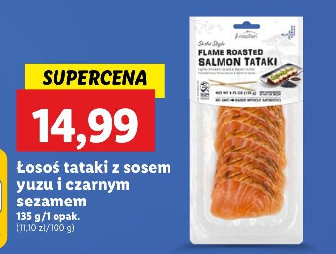 Łosoś tataki z sosem yuzu i czarnym sezamem Arctic fish promocja w Lidl