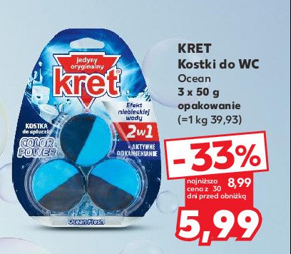 Kostka do spłuczki ocean fresh Kret promocja w Kaufland