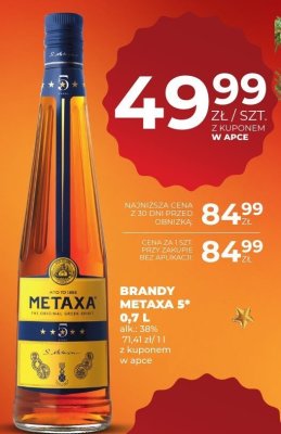 Brandy Metaxa 5* 0,7 L alk. 38% promocja w Duży Ben
