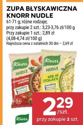 Zupa błyskawiczna Knorr Nudle 61-71 g, różne rodzaje promocja w Stokrotka