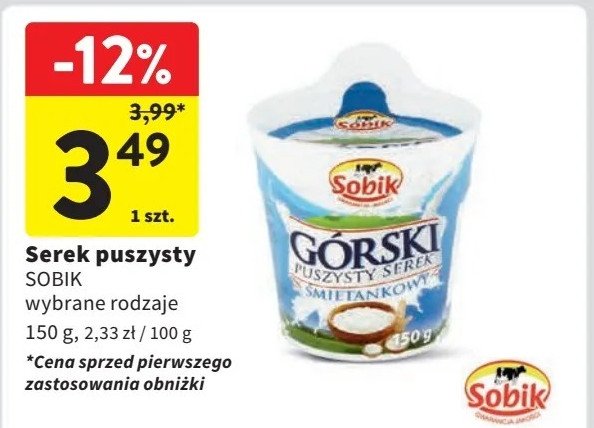 Serek górski śmietankowy Sobik górski puszysty promocja