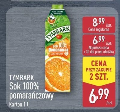 Sok 100% pomara艅czowy Tymbark 1936 promocja w Aldi