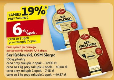 Ser Królewski, OSM Sierpc 150 g, plastry promocja w Auchan