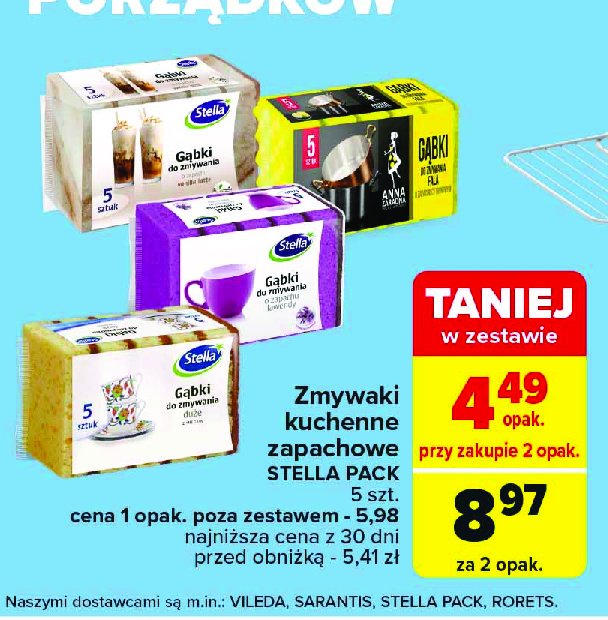 Gąbki do zmywania vanilla latte Stella promocja