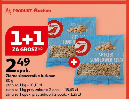 Ziarna słonecznika łuskane Auchan promocja