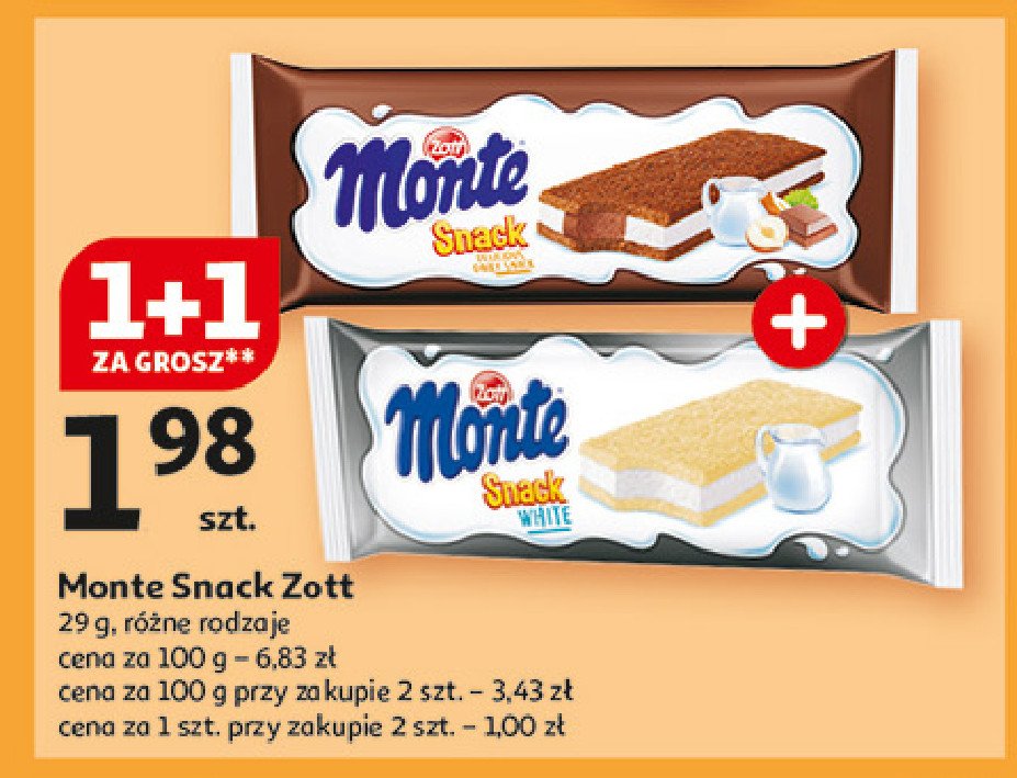 Zott Monte Snack - baton mleczny promocja w Auchan