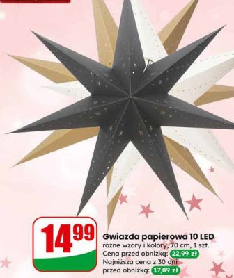 Gwiazda papierowa 10 LED różne wzory i kolory, 70 cm promocja w Dino