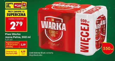 Piwo Warka Jasne Pełne, 550 ml promocja w Biedronka