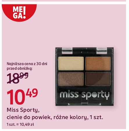 Cienie do powiek nr 403 smoky brown MISS SPORTY STUDIO COLOUR QUATTRO promocja w Rossmann