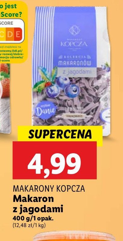 Makaron z jagodami Makarony kopcza promocja w Lidl