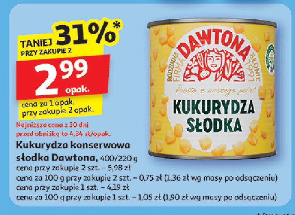 Kukurydza s艂odka Dawtona promocja