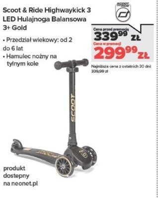 Hulajnoga Balansowa Highwaykick 3 LED 3+ Gold promocja w NEONET