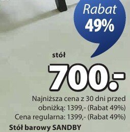 Stół barowy SANDBY promocja w Jysk