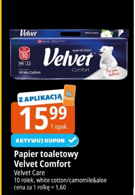 Papier toaletowy Velvet Comfort Velvet Care promocja w Leclerc