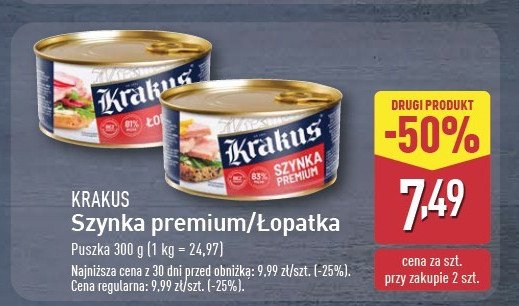 Szynka premium Krakus animex promocja w Aldi