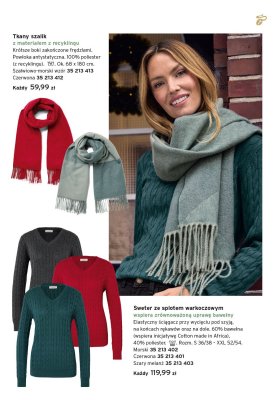 Sweter ze splotem warkoczowym czerwona promocja w Tchibo