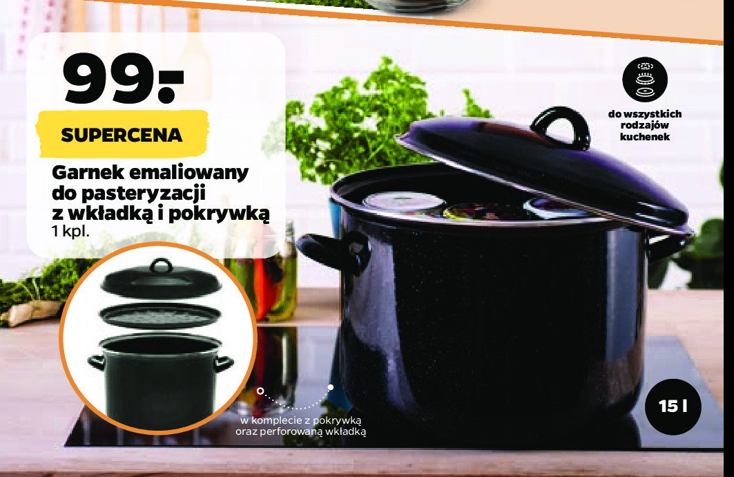 Garnek emaliowany do pasteryzowania st艂oik贸w 15 l promocja