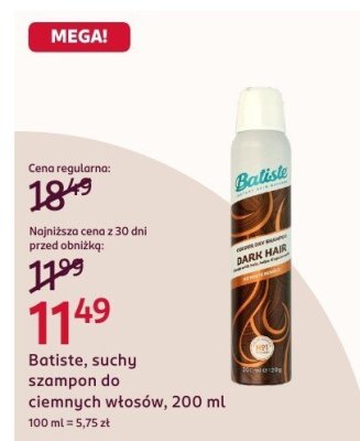 Suchy szampon Batiste do ciemnych włosów, 200 ml promocja w Rossmann