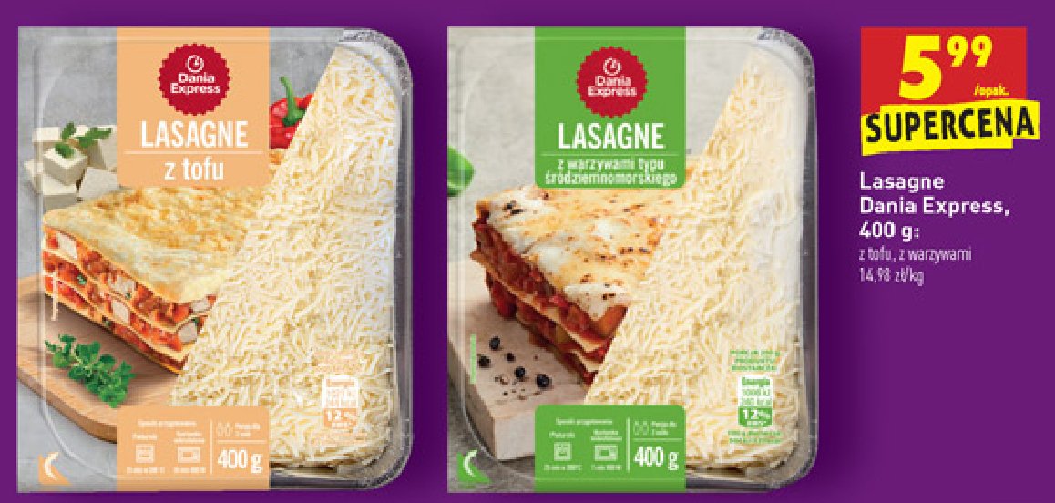 Lasagne z warzywami typu śródziemnomorskiego Danie express promocja
