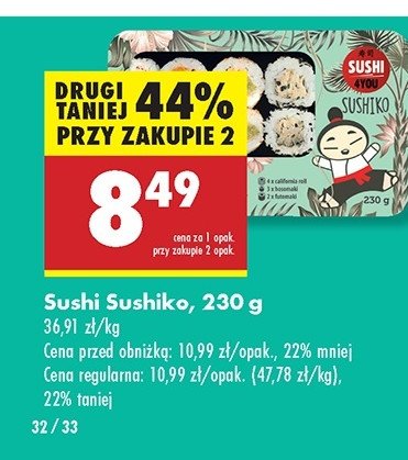 Sushi sushiko Sushi 4you promocja w Biedronka