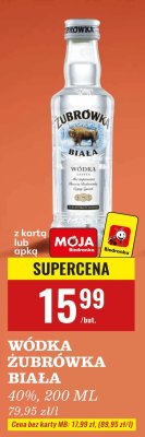 Wódka Żubrówka Biała 40% 200ml promocja w Biedronka